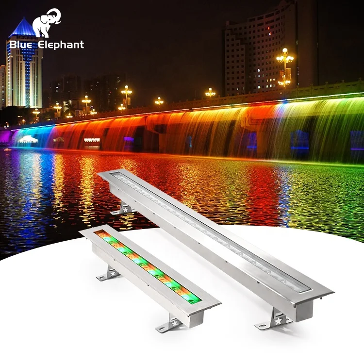 15W Underwater Wall Washing Light Ip68 Stainless Steel Underwater Light Waterfall Water Landscape Rectangular Strip Light