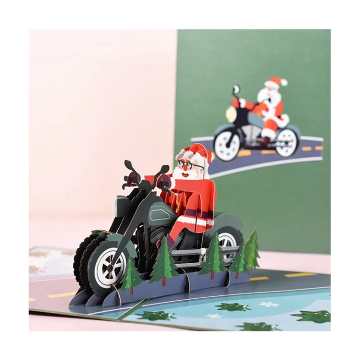 Factory wholesale custom handmade paper printing cute pop up greeting card 3d Christmas Santa gift greeting card