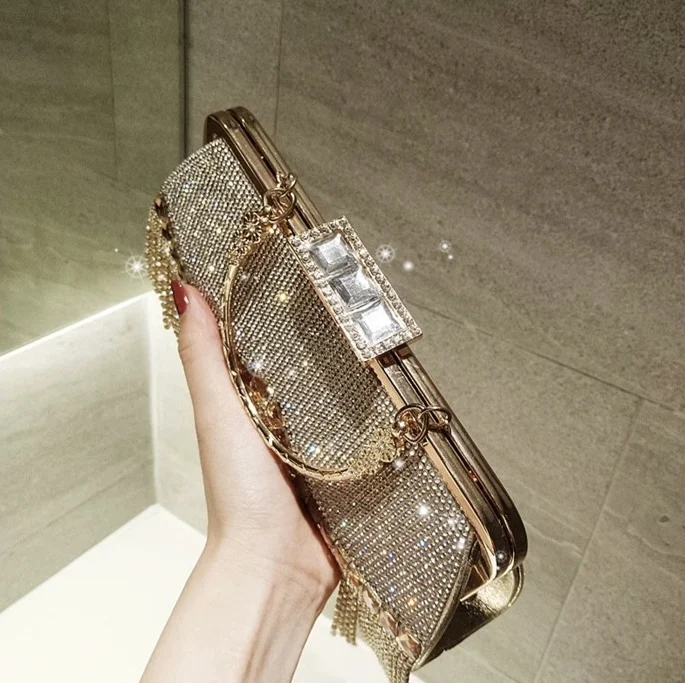 
Luxury Rhinestone Bridal Clutch Bag Sparkly Party Evening Crossbody Handbag 