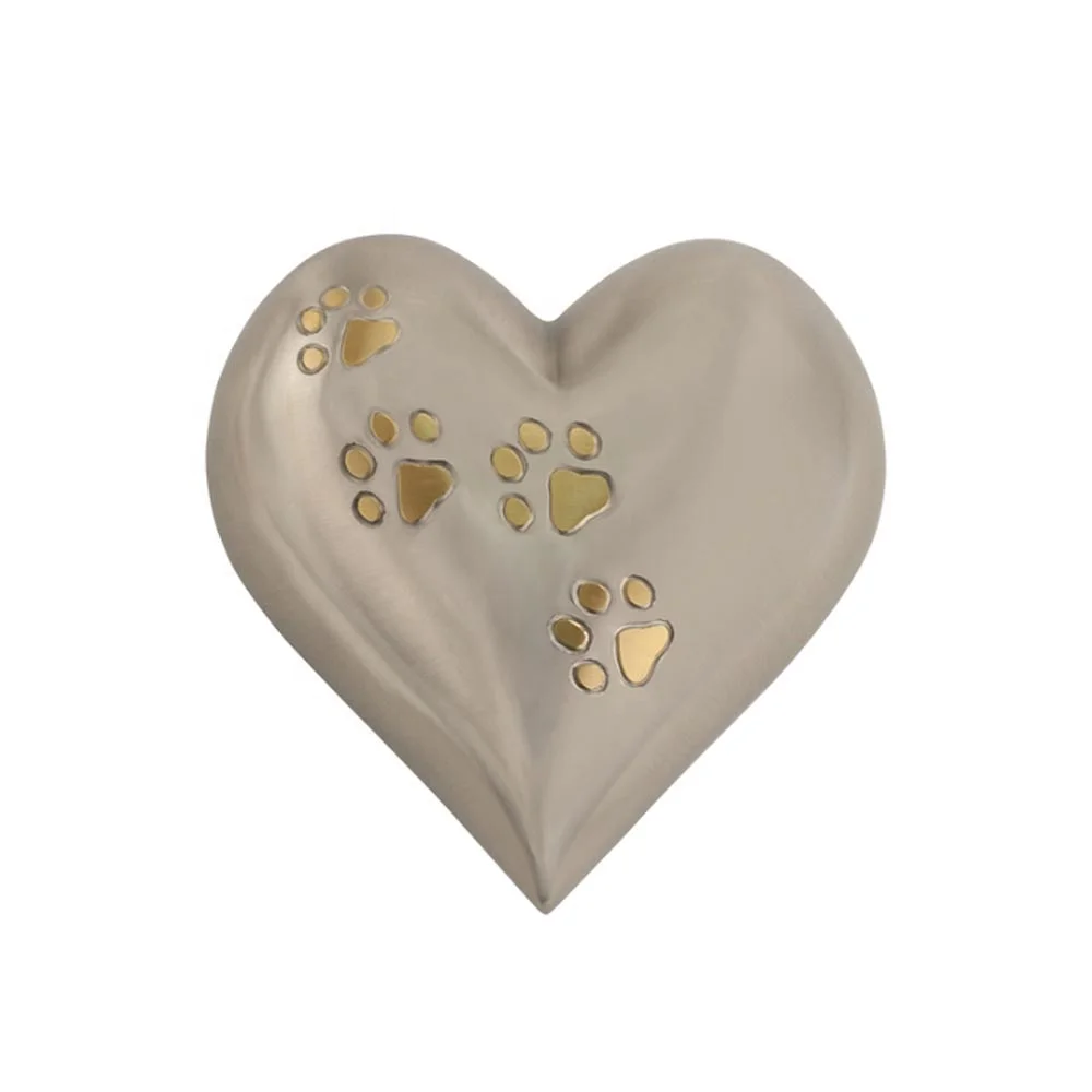 Cheap Cremation Urns Silver Heart Shape Gold Paw Print Pet Cremation Urns Solid Bronze Cremation Urns