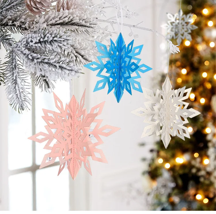 Christmas wholesale promotion products snowflake glitter ornaments decoration Christmas tree hanging decor