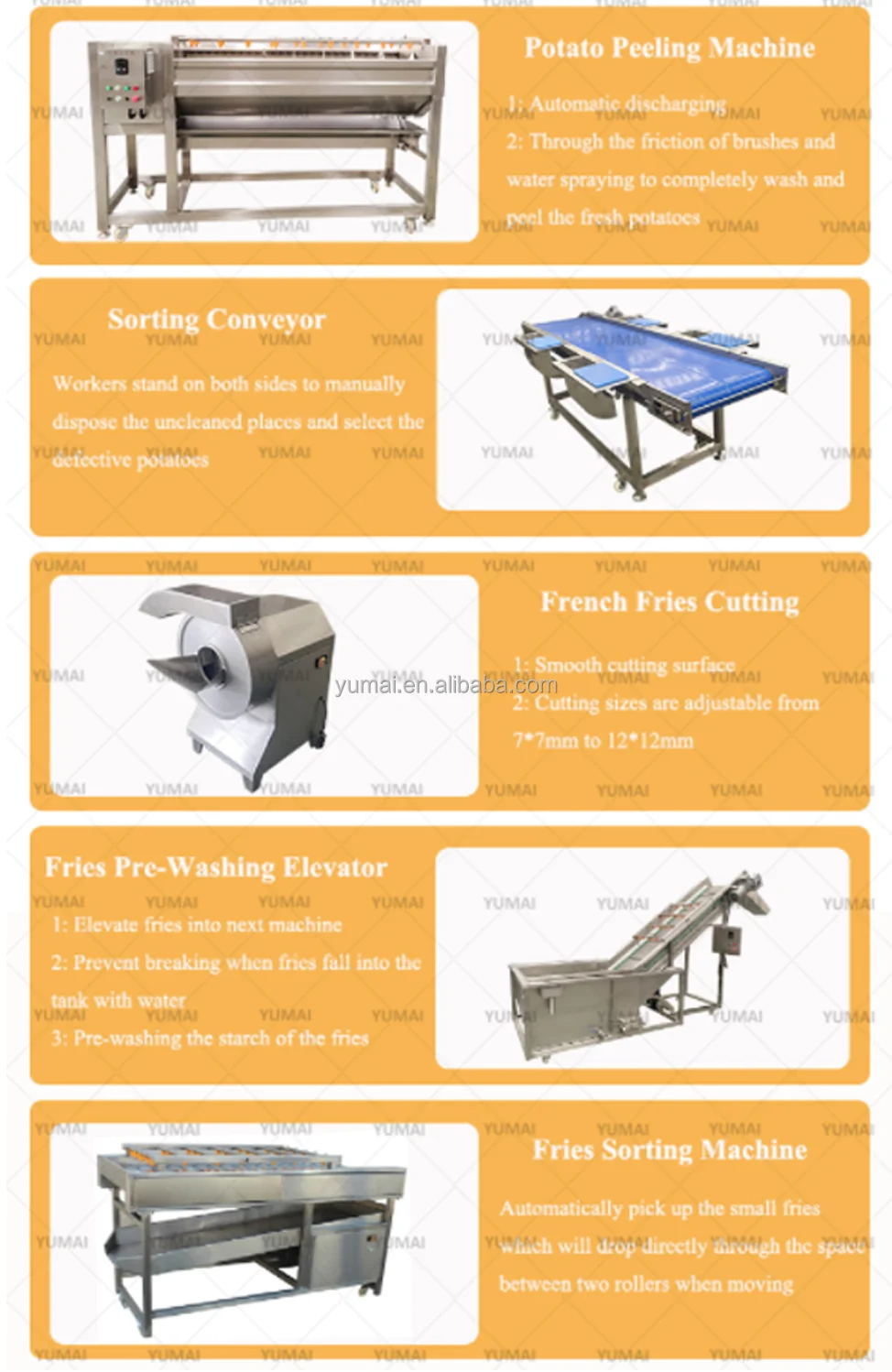 Fully Automatic Customized 500kgh French Fried Potatoes Fries Production Line Potato Chips Making Machine