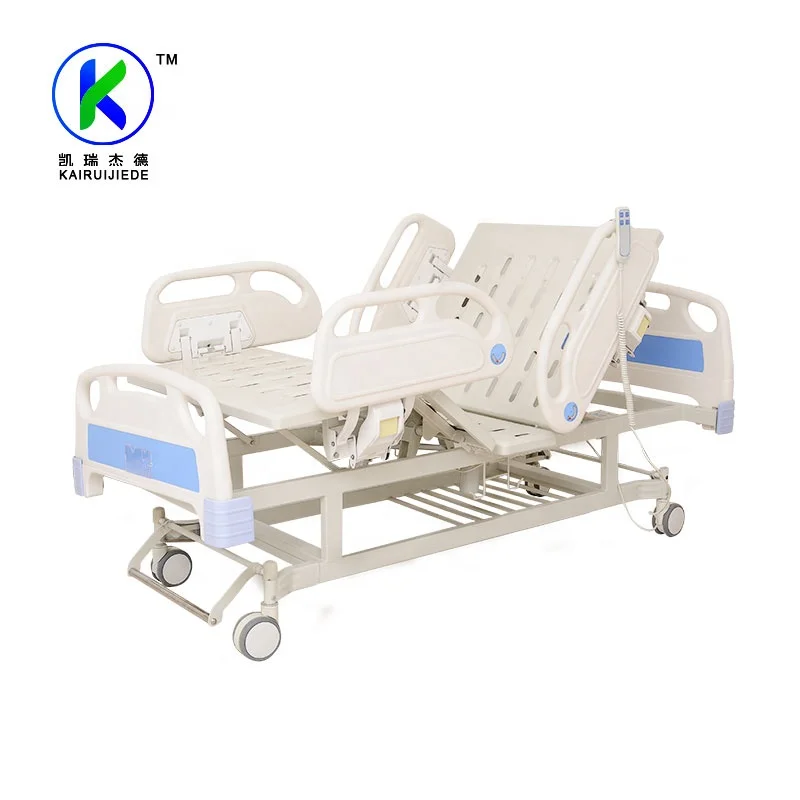 Jiede Medical consumables medical furniture two function electric hospital bed for patients with side rail central locking caste