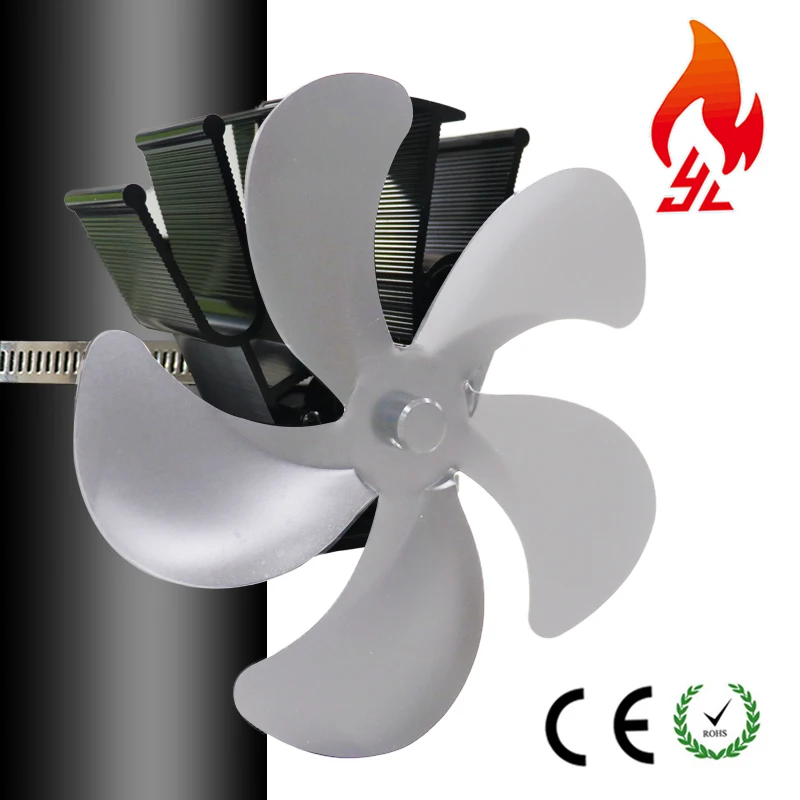 5 Blades Stove Fan Heat Powered Fireplace Fan Hanging on Chimney Pipe,Hot sell on Amazon ebay wish pipe stove fan