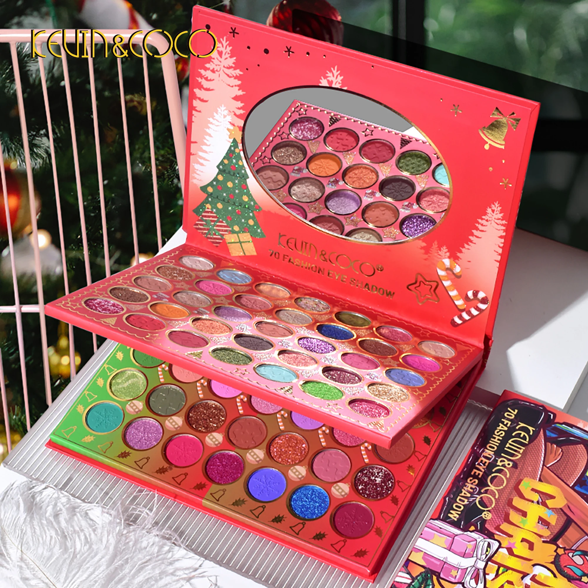 Wholesale Christmas Kevin coco Eyeshadow Palette 70 Colors High PigmentHot sale Cosmetic Long-Lasting Matte Makeup sombra de