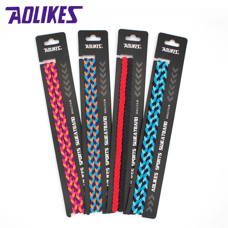 Aolikes yoga headbands sweat multicolor sports custom made fitness jump rope running fashion men and women