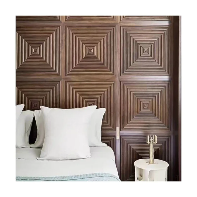 Black walnut solid wood mosaic background wall panel Modern Homestay Hotel Home Decoration Wall Decoration Wooden wall panels