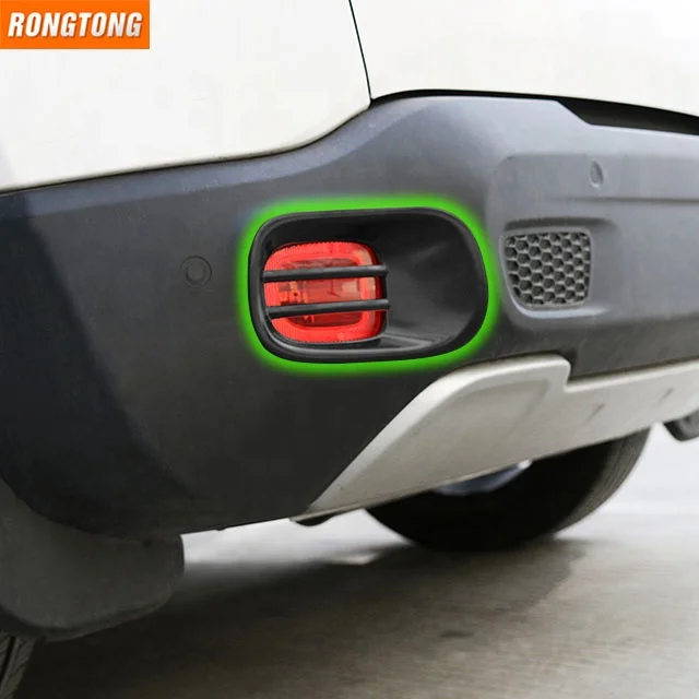 Car Accessories  Iron  Rear Fog Light Cover Trim Lamp Hoods Guard Decorative Sticker for Jeep Renegade 2016+