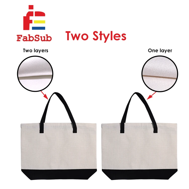 Reusable Personalized Sublimation Shopping Handbag Foldable Extra Capacity Heavy Bag Linen Cotton Shopping Tote Bag With Zipper