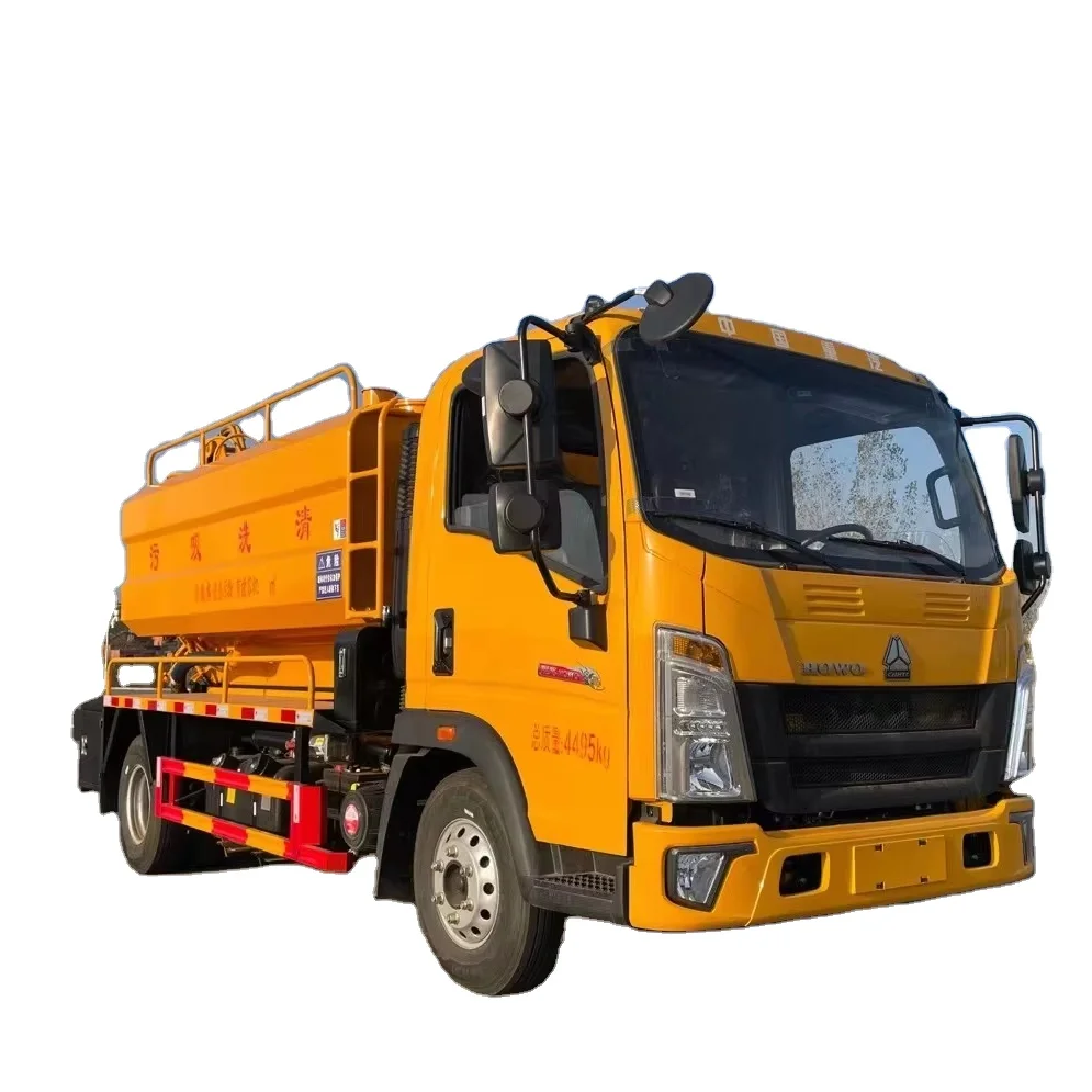 Heavy Duty Truck Haowo 160 HP 4+2 Cleaning and sewage suction truck for sale