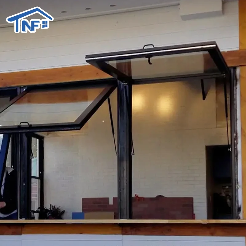 NF Kitchen Modern Aluminum Awning Window with Gas Strut Double Glazed Glass Swing Style for Enhanced Energy Efficiency Style