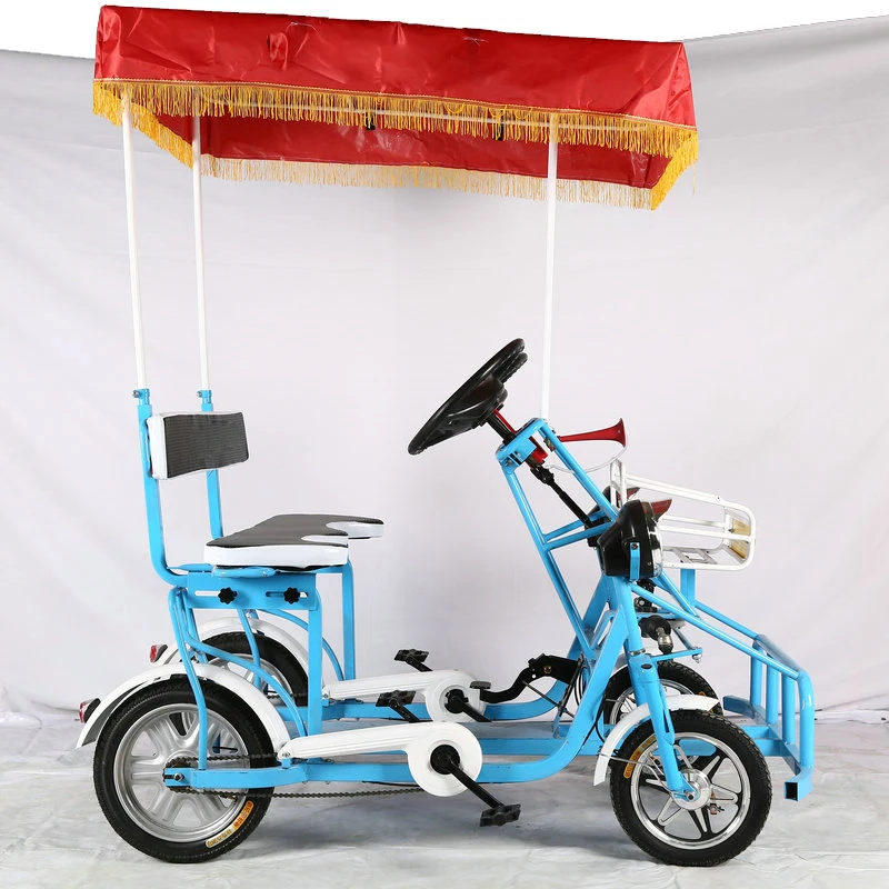 Entertainment Steel Frame sightseeing tandem bicycle tourist and recreational vehicles four wheel adult tandem bike