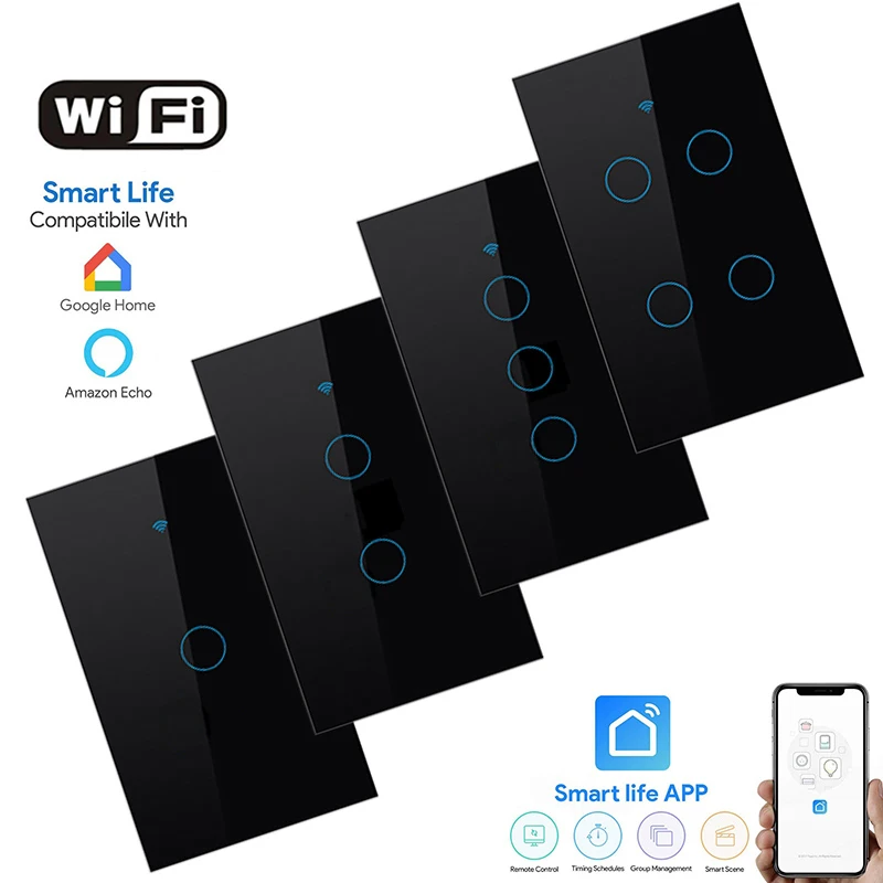  110 В 220 1/2/3 комплект Wi-Fi контролируемый настенный выключатель питания стандарта Австралии США умный