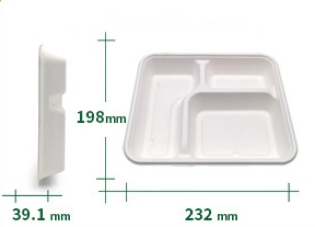 Bagasse Pulp Bamboo Pulp Disposable Tableware Six Tray Environmentally Friendly Degradable and compostable plates
