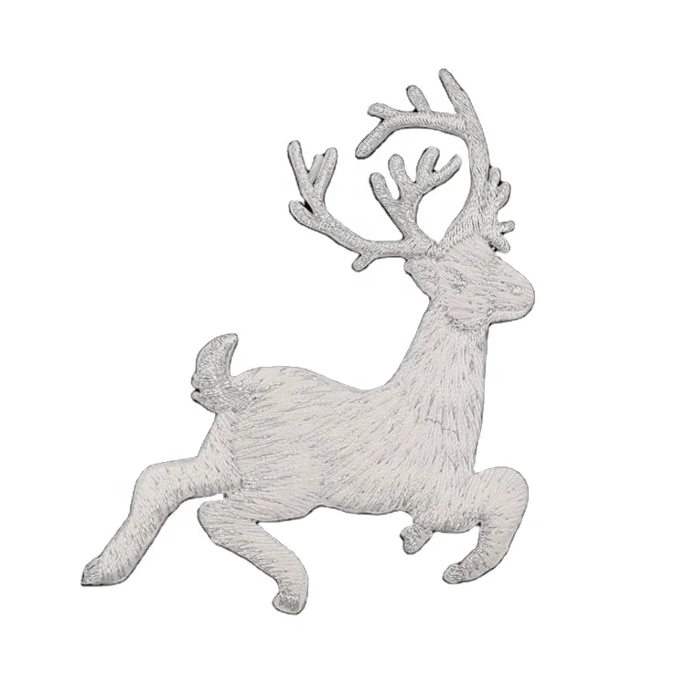 Custom Cute Elk 3D high density Iron On Embroidery Patches Popular Design factory wholesale Machine Embroidery Designs For Gift