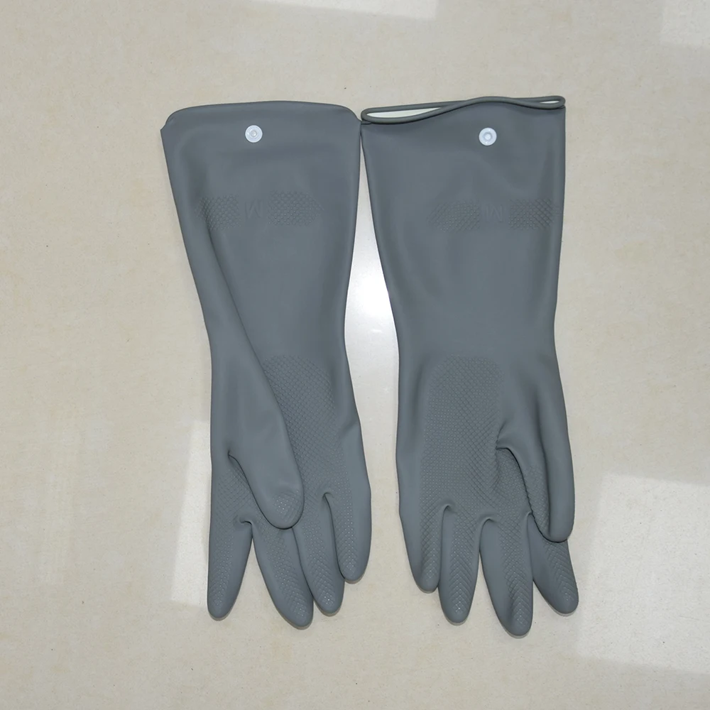 33 cm Household duties housework chores brown grey dark green rubber latex long hanging gloves with hanging ring suspension loop