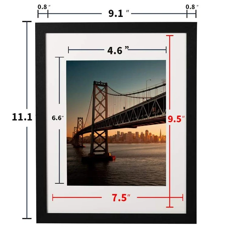 Art black Wooden Picture Frame with Real Glass for Photos Collages (11x14)