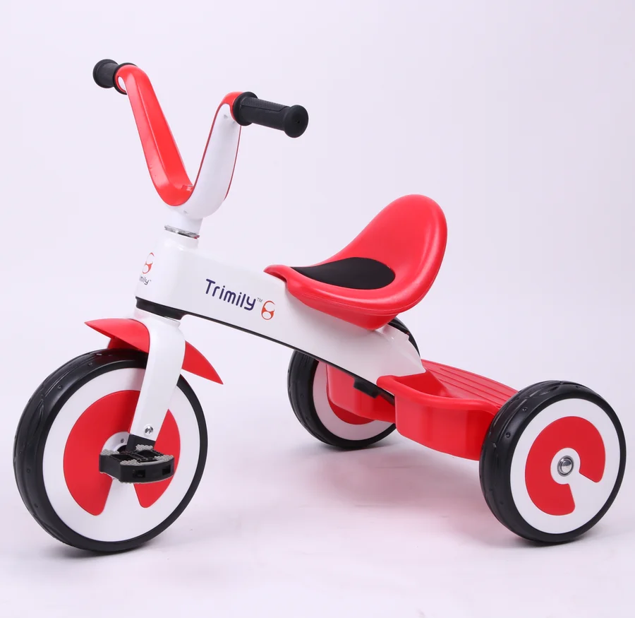 Trimily T608 Three Wheel Kid tricycle Magnesium Frame  Child Tricycle with Rear Basket for 1.5-5 Year Old Ride On Car