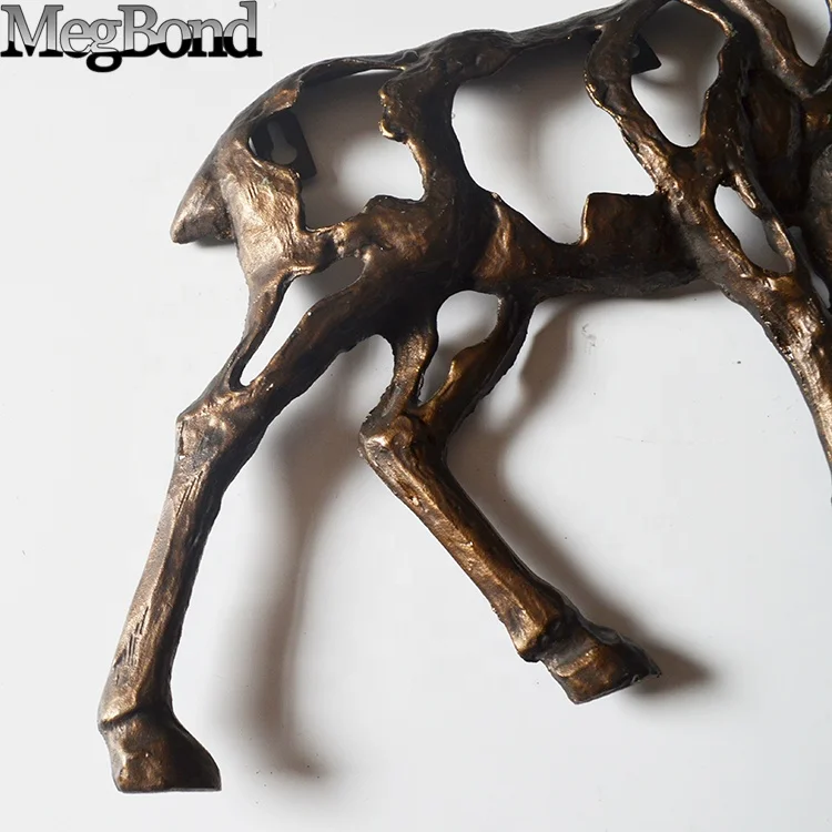 3D bronze deer cast iron material wall hanging decor for garden and home