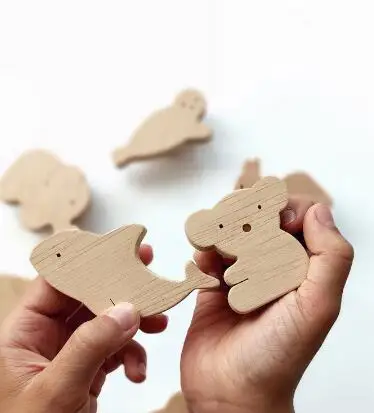Wooden Forest Animals Hooks Knobs For Kid Dresser Drawers, Pulls for Kids Room - Forest, Safari, Australian, Sea Animals