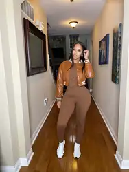 Fall 2022 Women Clothes Fashion PU leather Cropped Jacket Casual Pink Jacket Coats for Ladies Pure Leather Varsity Jacket Women