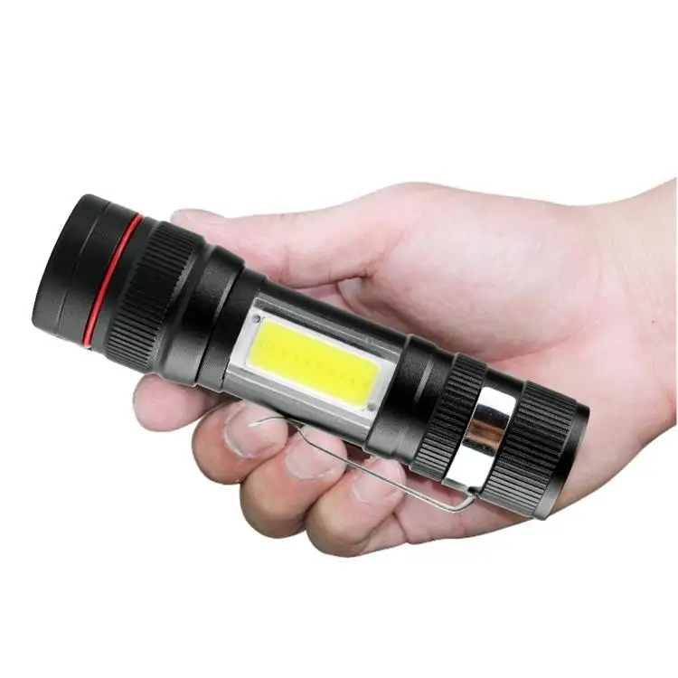 wholesales MINI sidelight USB Rechargeable Portable XPE+COB Zoomable led Hand Torch light