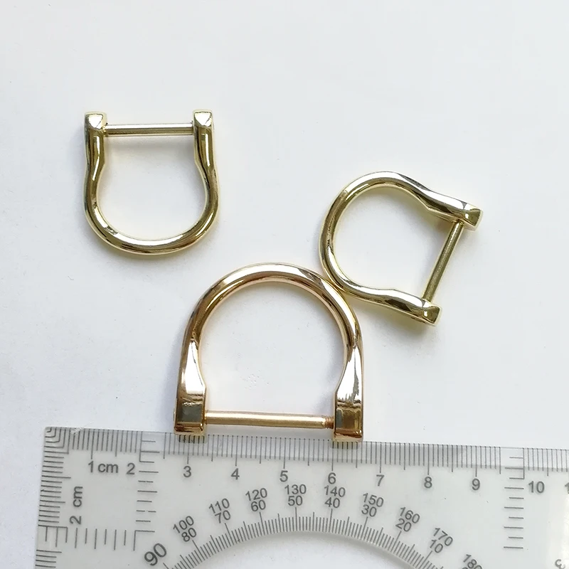 Gold D Rings with Closing Screw Shackle Key Holder Horseshoe U Shape D Ring DIY for Leather Purse