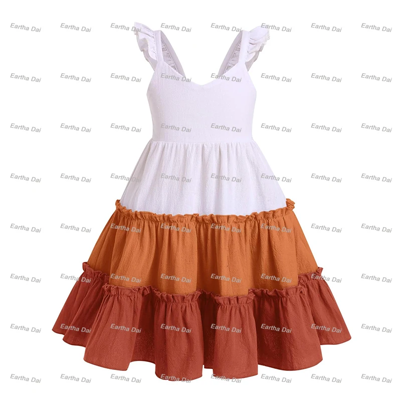 wholesale dress spring kids girls dresses 2-12 children clothing cotton flutter sleeve baby toddler girls dresses