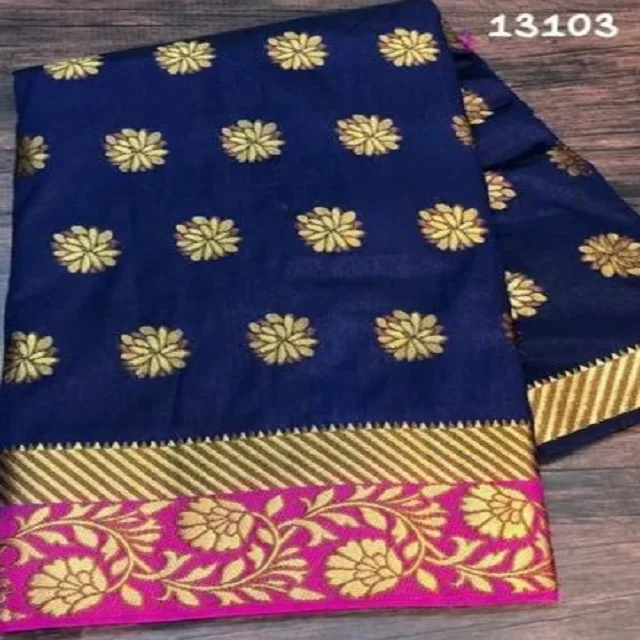 Indian Ethnic Wear Soft Banarasi Silk Saree With Weaving with Heavy Pallu and Same Weaving Border with Same Blouse for Women