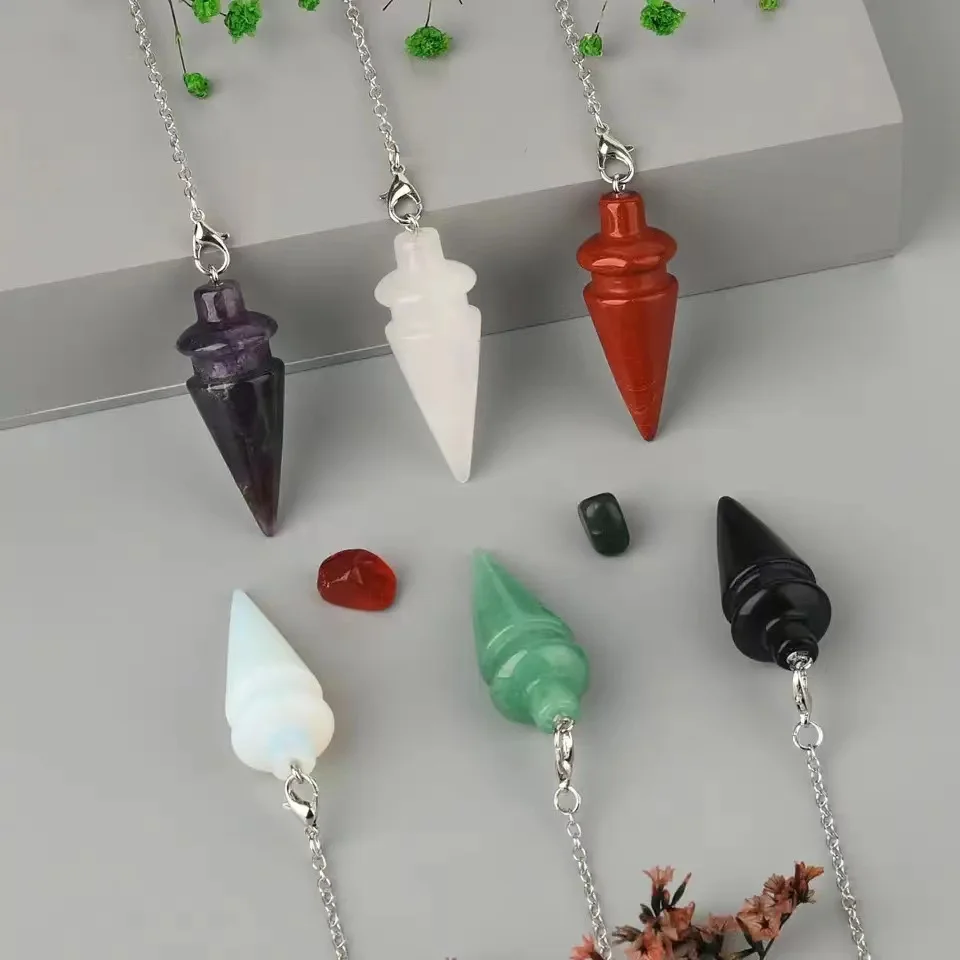 Wholesale Natural Stone Reiki Meditation Healing Clear Quartz Healing Crystals Divinatory Pendulum for Dowsing Reading PD073