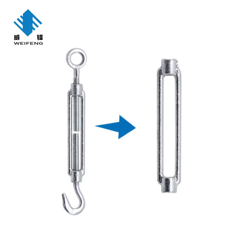 Din1480 Carbon Steel Drop Forged Small Turn Buckle M20 M3 Wire Rope 5/16 M16 Hot Dip Galvanized Open Body Turnbuckle