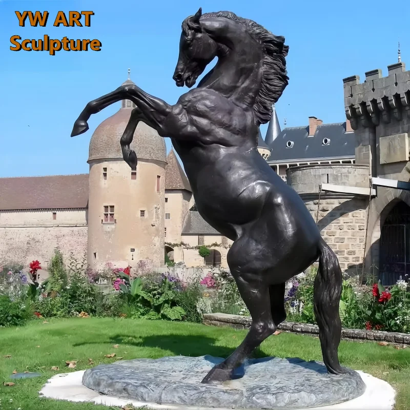 Custom Home Garden Art Life Size Copper Brass Bronze Jumping Arabian Black Horse Statue Large Metal Sculpture