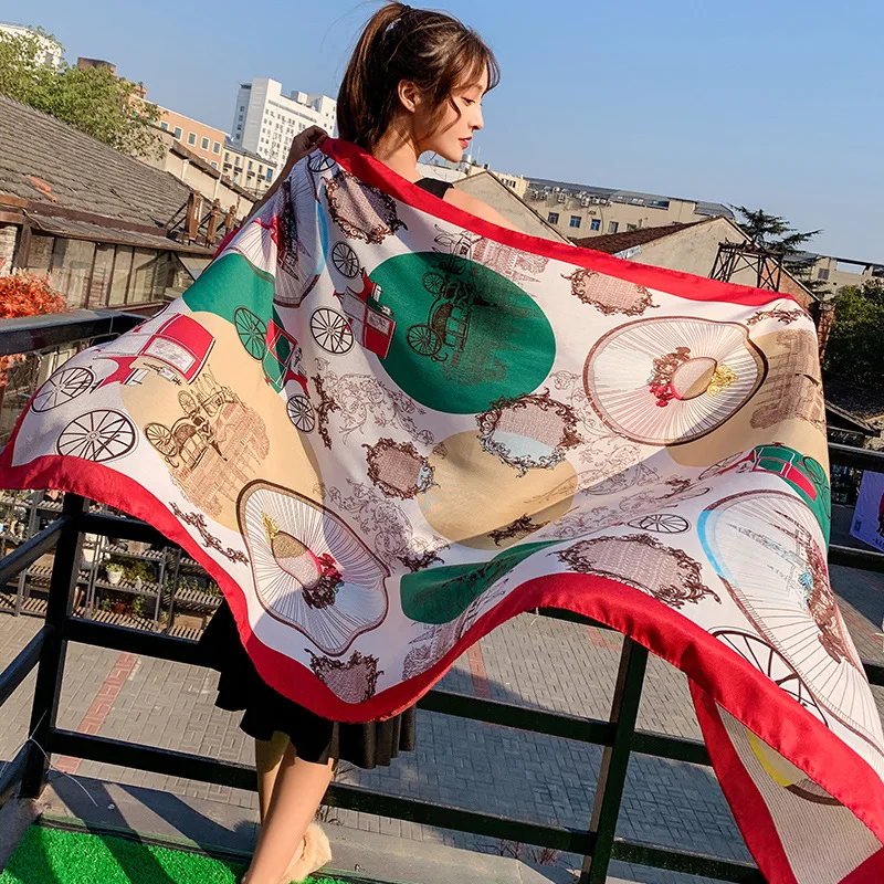 spring summer scarf 2024 of  long new  style sunscreen large square women beach shawl