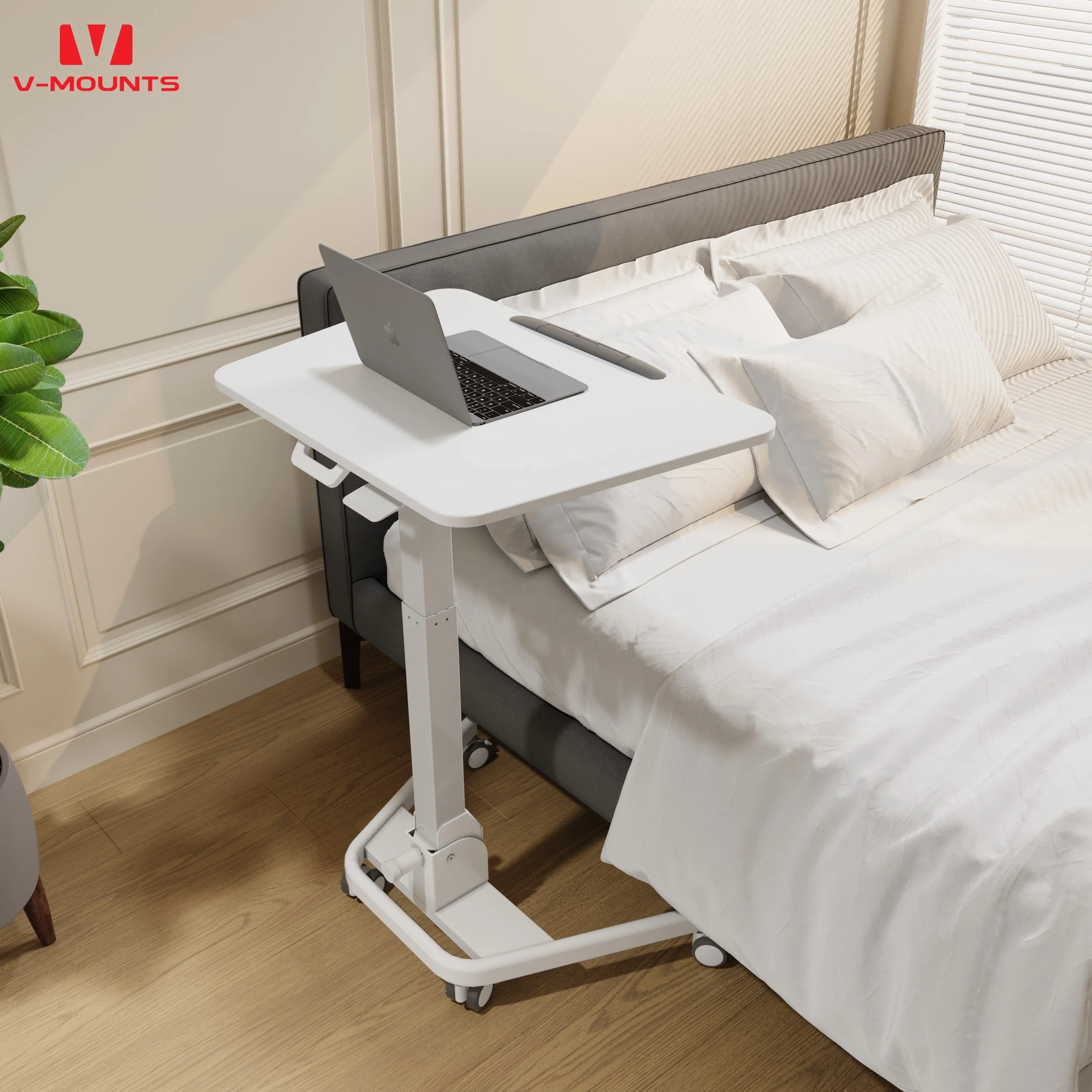 V-mounts Modern Simple Station Sit Squeeze Lever Easy Height Adjustable Mobile Desks With Pneumatic Lift Desk