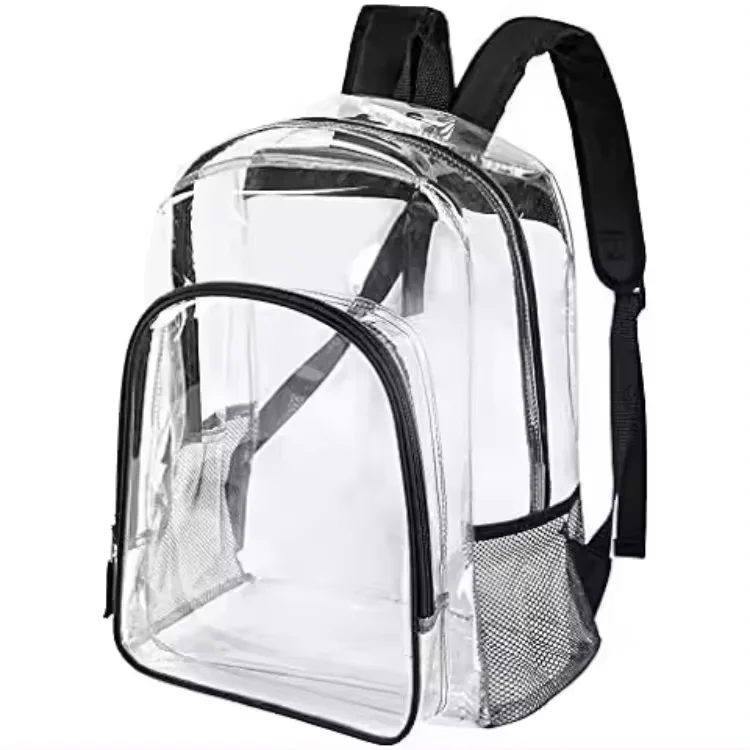 Heavy Duty Pvc Book Bag Plastic Transparent School Girls Boys Clear Backpack With Laptop Compartment For Student