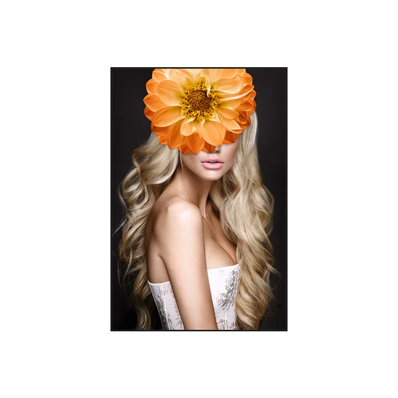 Abstract painting living room beauty salon clothing shop studio wall decoration woman with flowers in her hair