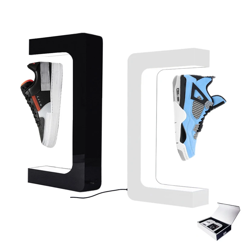Customized color logo Acrylic Magnetic Levitation Double for  Shoes Display Exclusive Storage Shopping Market Mall