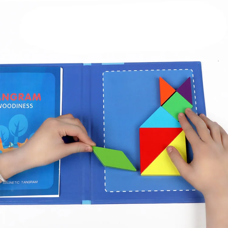 2024 educational building blocks tangram geometric shapes building block early education wooden puzzle boards toys