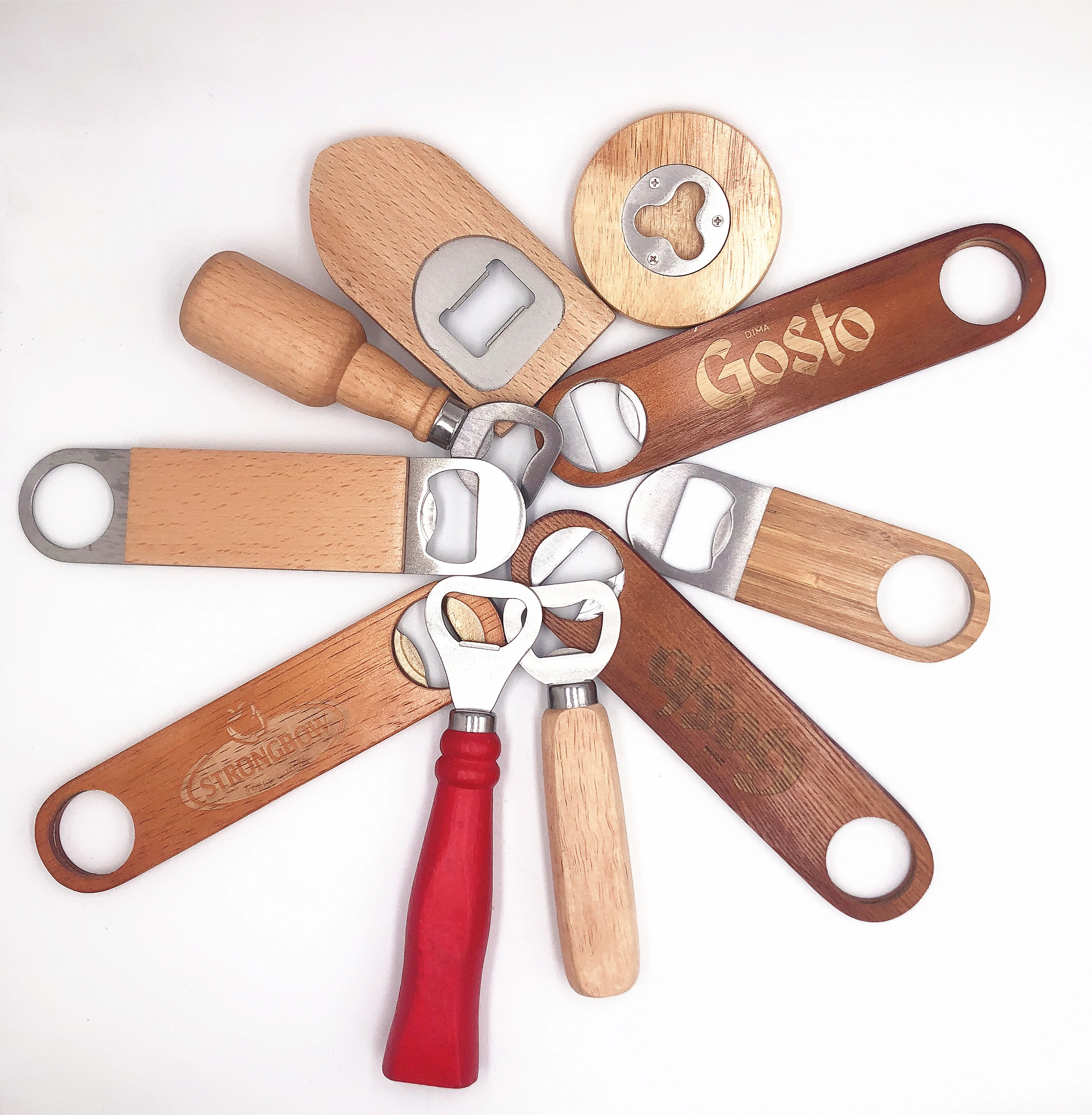 Personalized Souvenir ODM OEM Custom LOGO Colors Sublimation Bar Blade Flat Card Metal Stainless Steel Wood Beer Bottle Opener