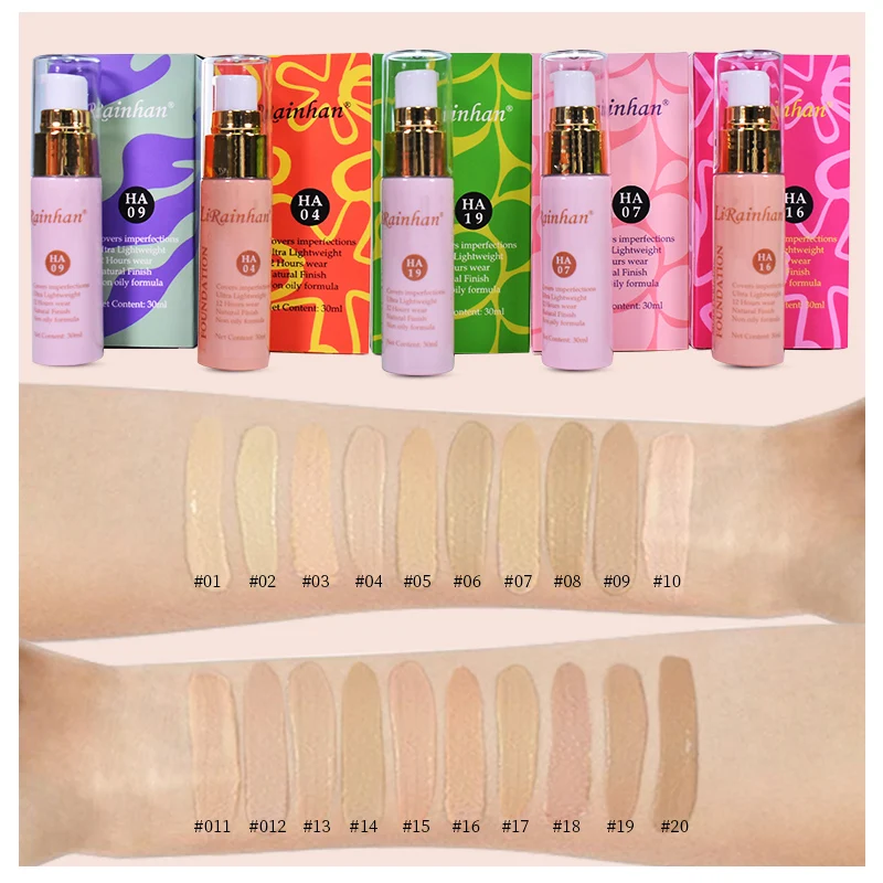 Wholesales Cruelty Free 20 Colors Private Label Makeup Skin Cream Foundation Full Coverage Liquid Foundation