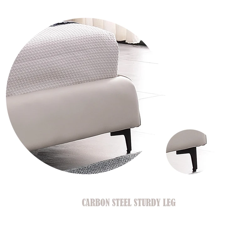 Modern Design Double King Queen Size Bed Frame With Leather Upholstered Headboard Bed Platform For Hotels Inn Guesthouse Suites