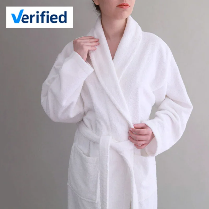 Soft Unisex Custom Logo Hotel Bathrobe Extra Large Terry Bathrobe Breathable 100% Cotton Bathrobe Hotel Women Poly Bag Woven