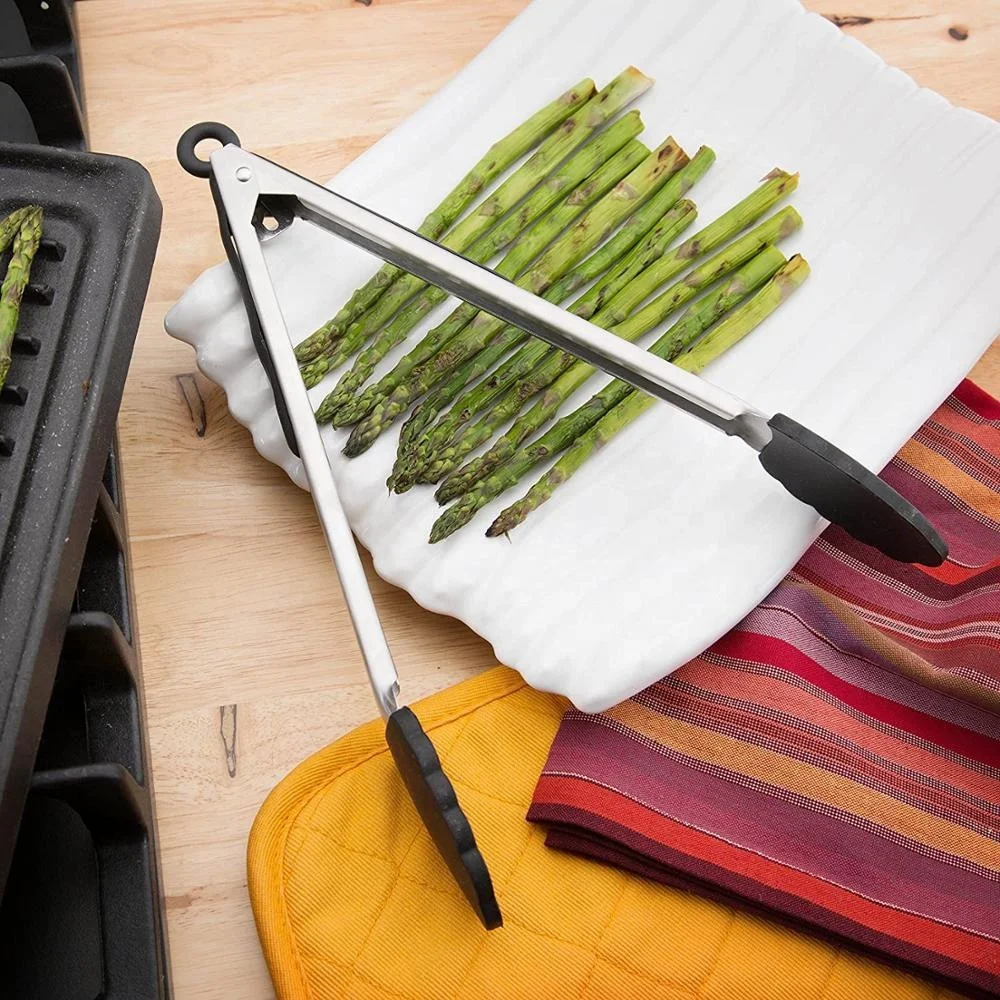 Amazon Hot sale kitchen gadgets serving tongs set of 2 pcs 9 and 12 inch silicone food tongs