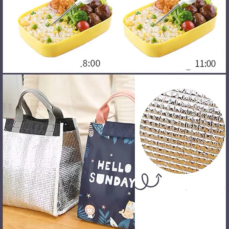 Portable food packing custom logo printing thermal insulated aluminium foil cooler shopping tote insulated food bag