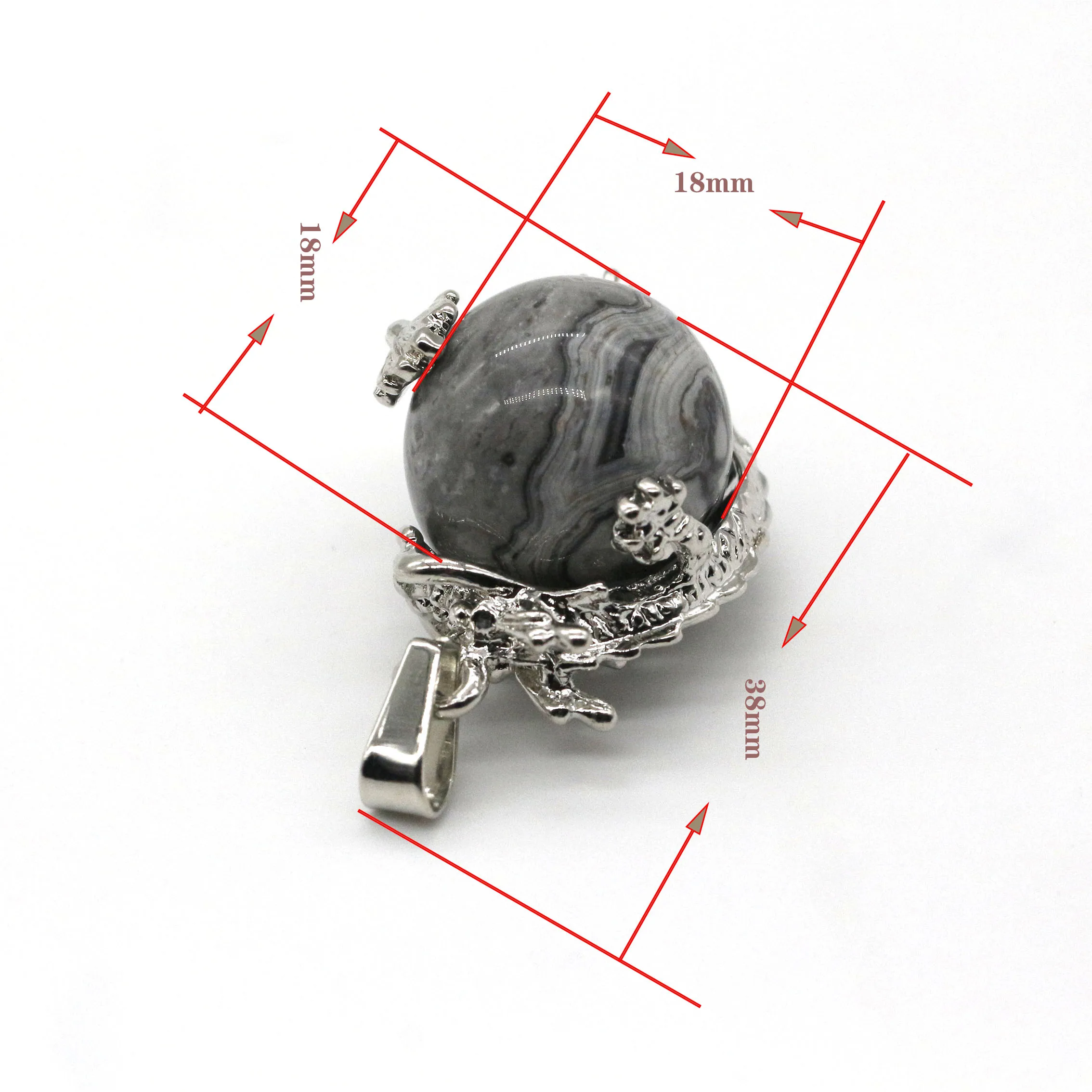 Fashion jewelry pendants Natural grey jasper Stone Pendants for Necklace 16mm Round Stone Bead Balls