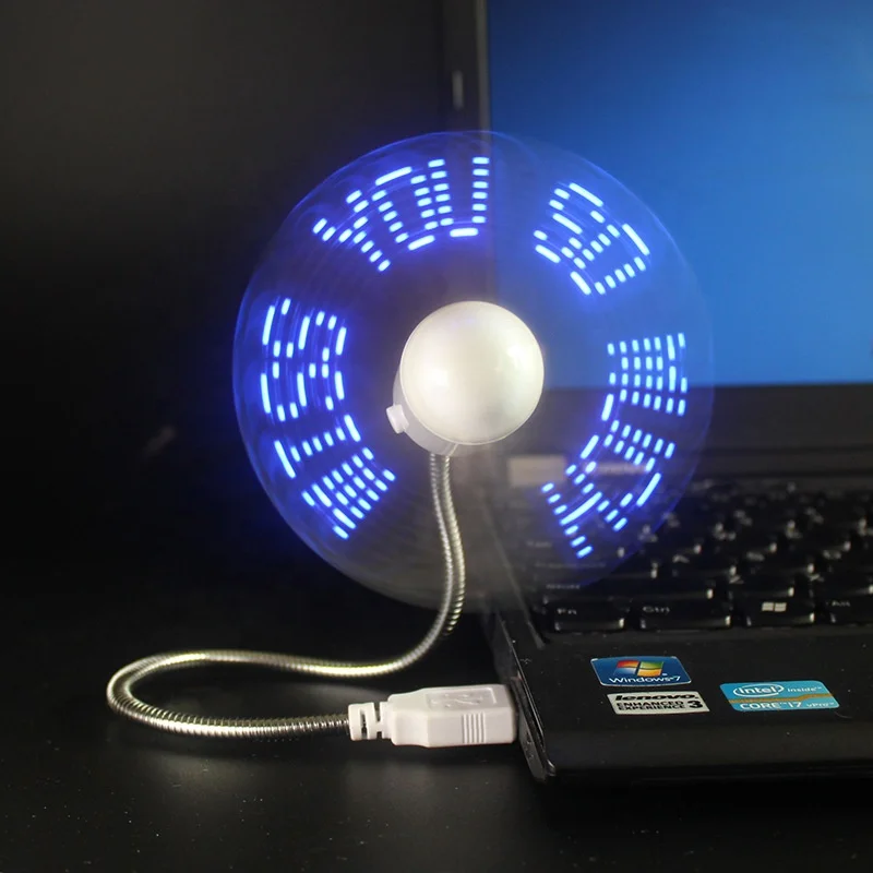 Новое поступление индивидуальный программируемый гибкий USB-вентилятор Светодиодные сообщения красочный свет USB мини-вентилятор для рекламных подарков