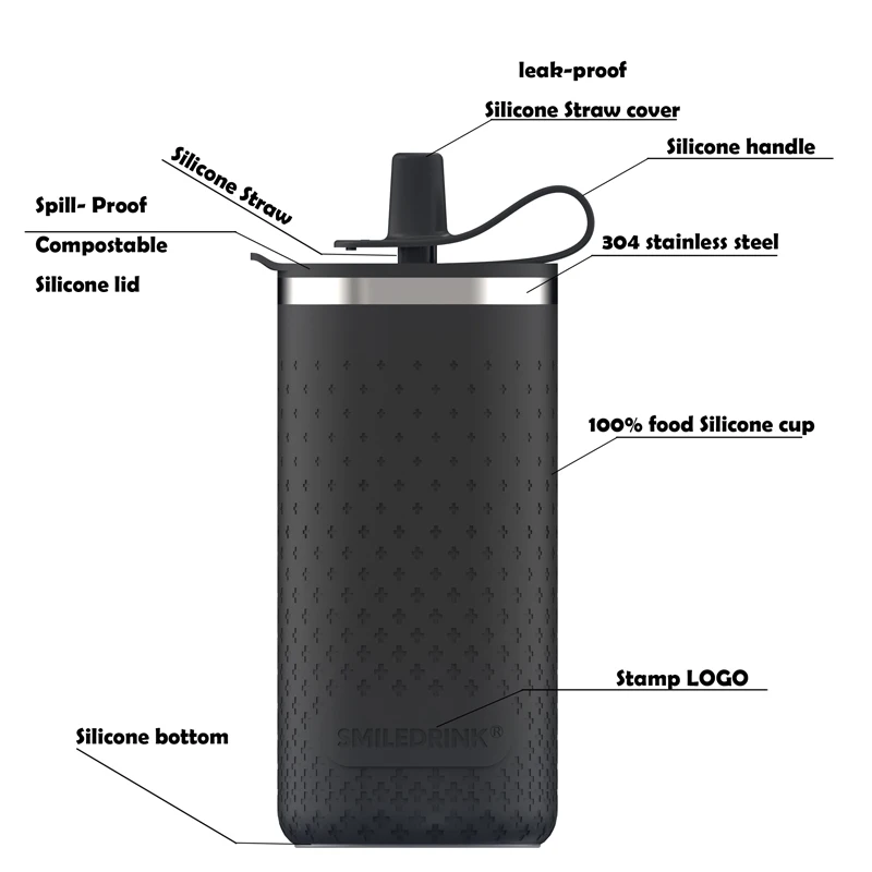 Бесплатный образец экологически чистые многоразовые соломенные чашки для детей с силиконовыми крышками и рукавами силиконовые