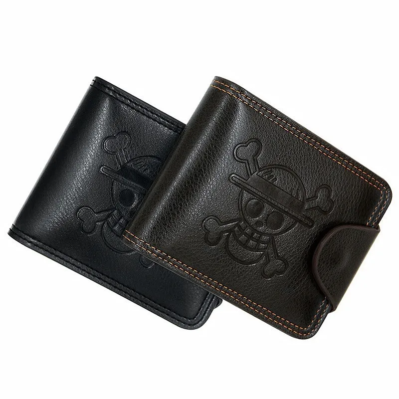 2 Color High Quality Embossed leather Short PU Wallet With Zipper for the Fans of Anime Luffy as Gift