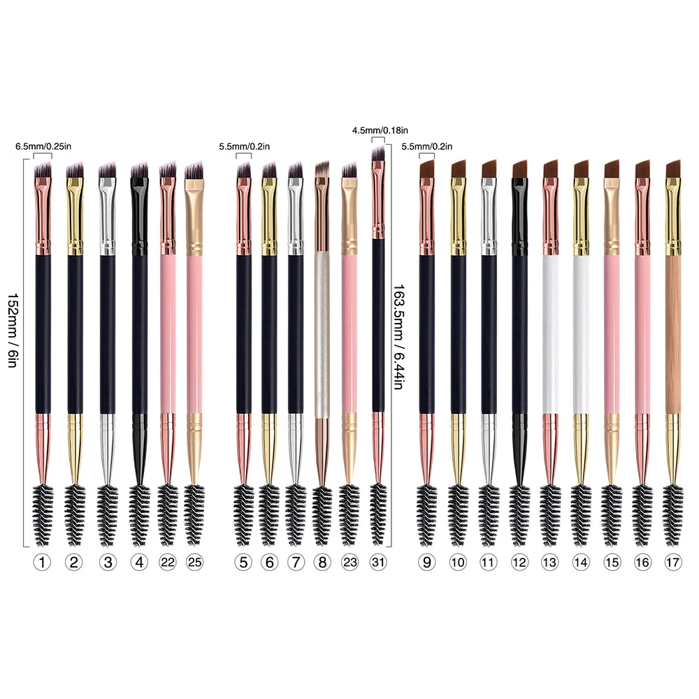 Double headed eyebrow brush eyelash curl spiral brush single angled eyebrow eye makeup brush tool