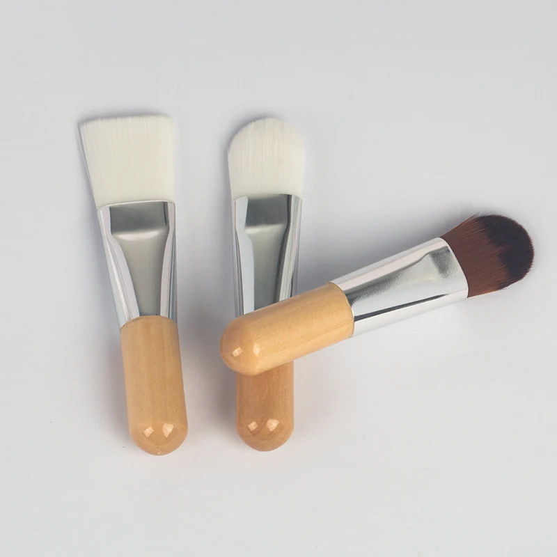 Оптовая продажа, небольшая кисть для масок для лица из синтетического волокна с деревянной ручкой